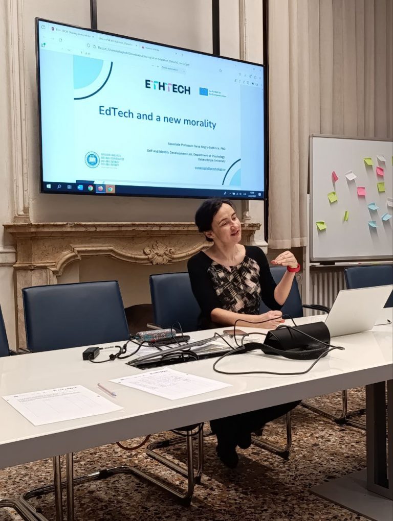Oana Negru-Subtirica presenting “EdTech and a new morality” at an ETH-TECH meeting